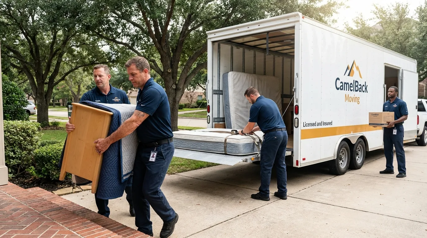 Crew loading residential truck for cross-state move from Grant City, MO