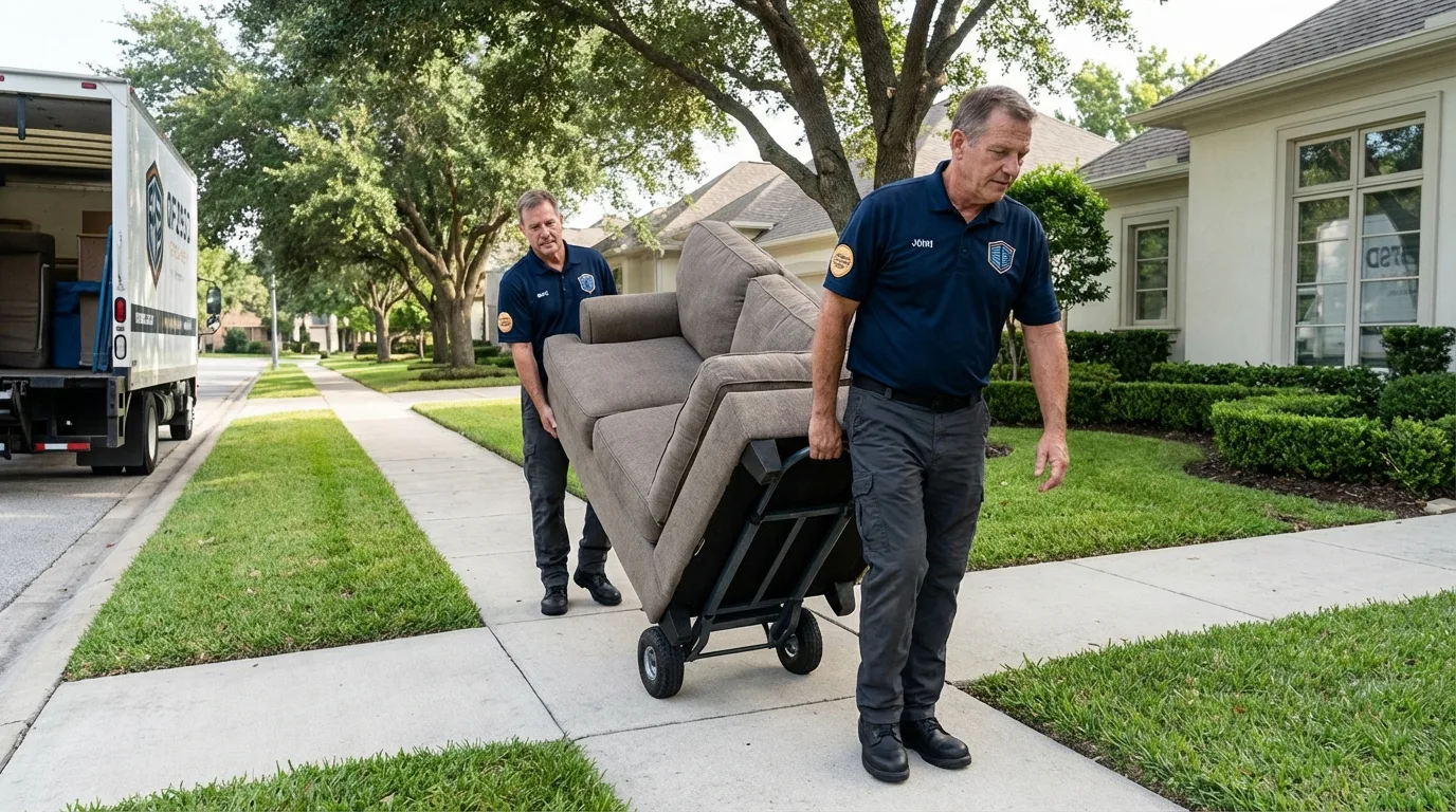 Local residential moving crew loading furniture in Grant City, MO